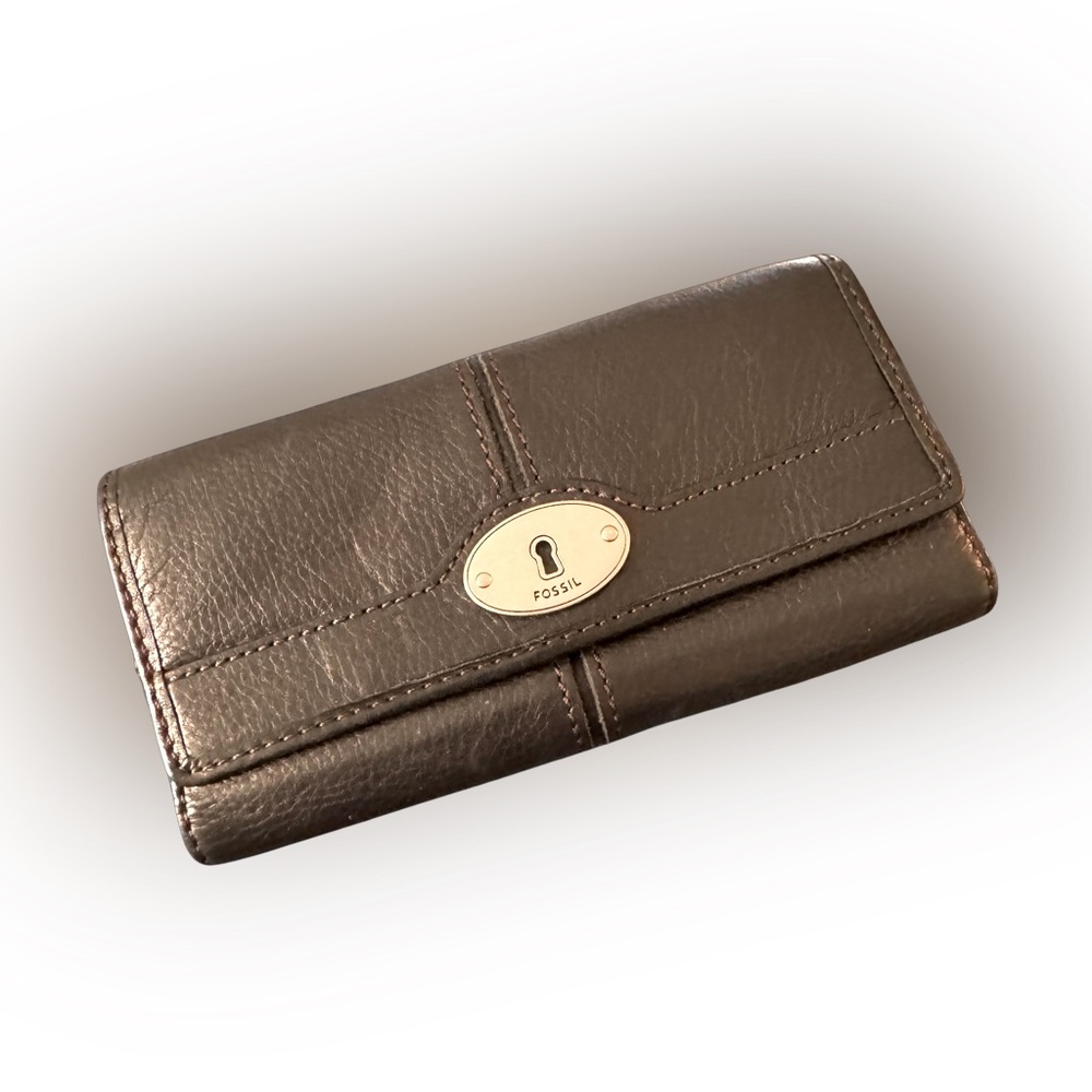FOSSIL Black Leather TriFold Wallet